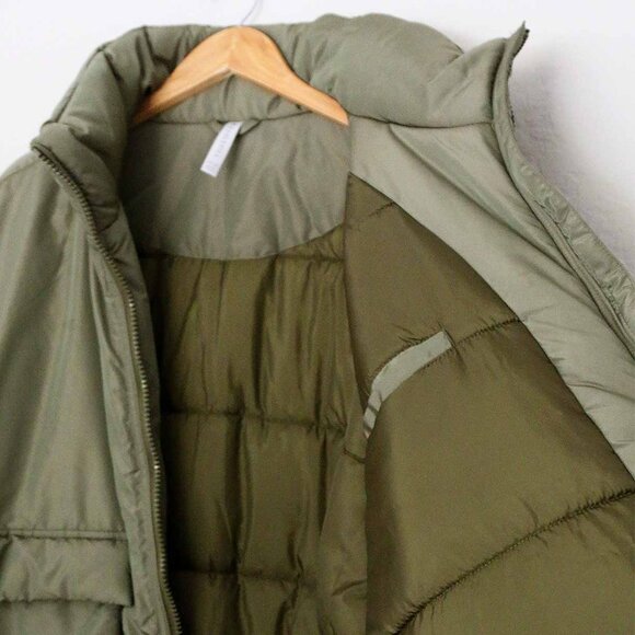 NEW Fabletics Khloe Kardashian All Weather Puffer Jacket Dark Moss Shine XXL 1X - Picture 16 of 16